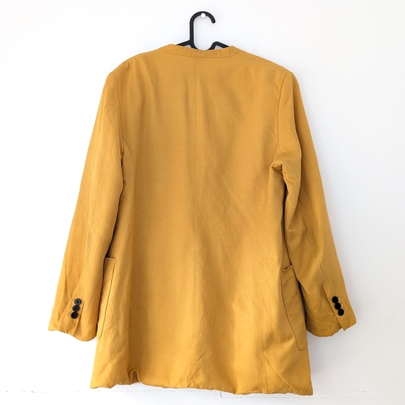 Zara Mustard Linen Blend Double-Breasted Blazer ~ Size Medium - Picture 7 of 10